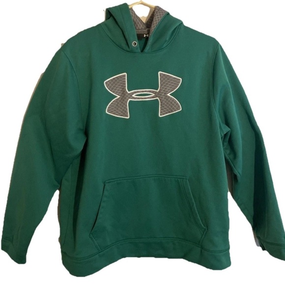 Under Armour Hoodie Men’s Large Green Pullover Storm Kangaroo Pocket - Picture 1 of 6